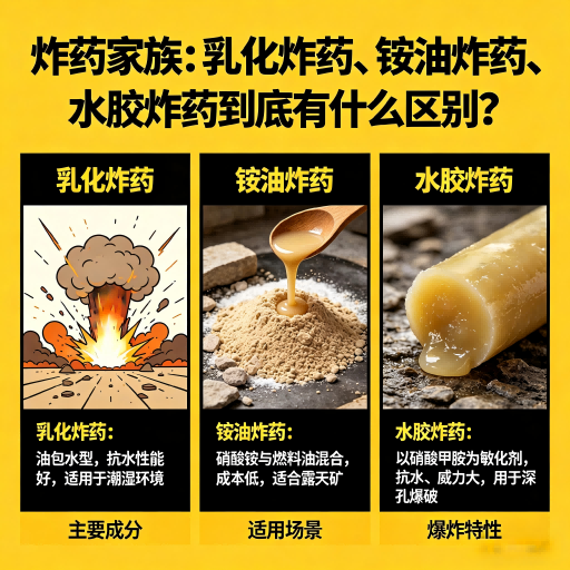 城阳炸药家族：乳化炸药、铵油炸药、水胶炸药到底有什么区别？